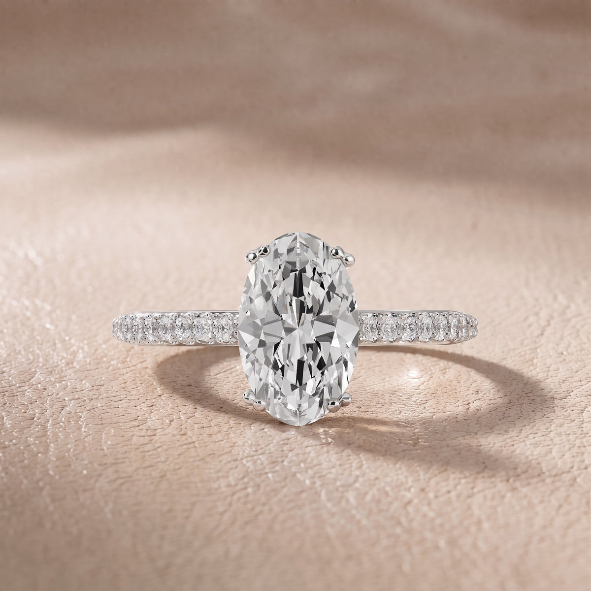 Celeste Hidden Halo Pavé Oval Diamond Engagement Ring in Silver - front.jpg