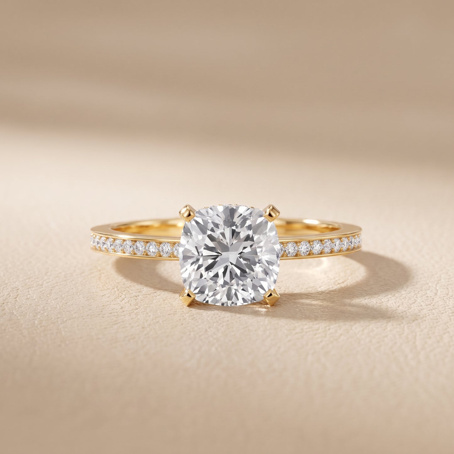 Naia Hidden Halo Cushion Diamond Ring in Yellow Gold - front.jpg