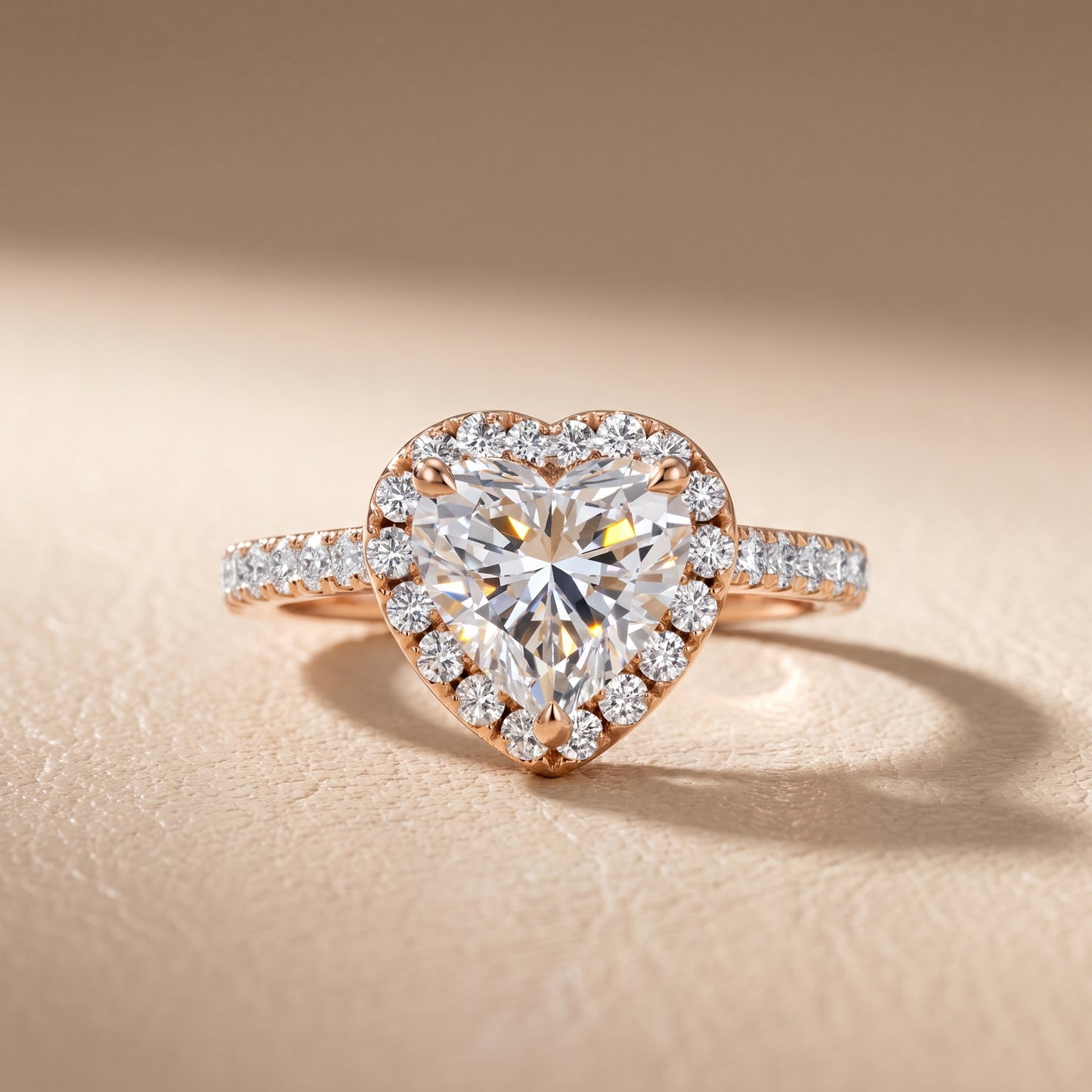 Amara Halo Claw Prong Heart Diamond Ring in Rose Gold - front.jpg