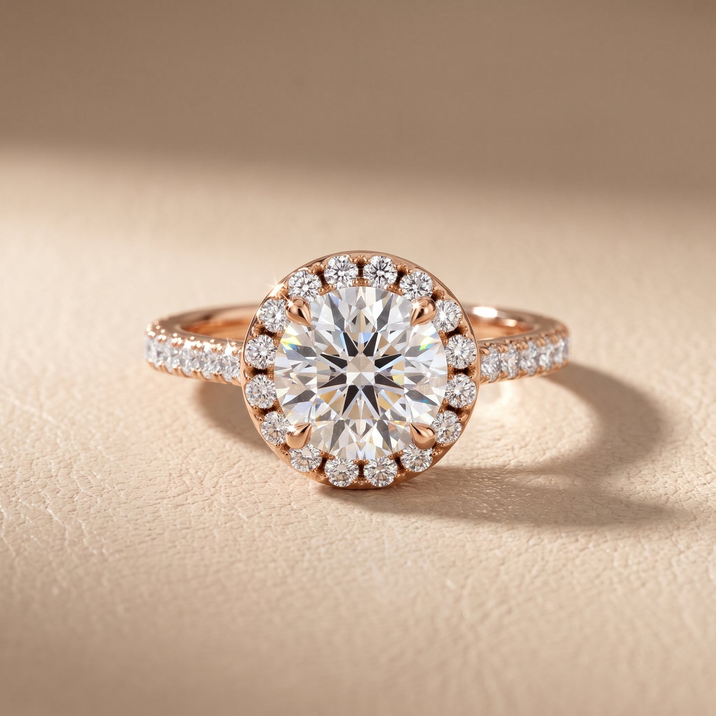 Amara Halo Claw Prong Round Diamond Ring in Rose Gold - front.jpg