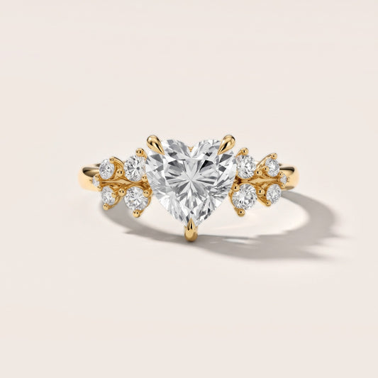 Mirabelle Cluster Heart Diamond Engagement Ring in Yellow Gold