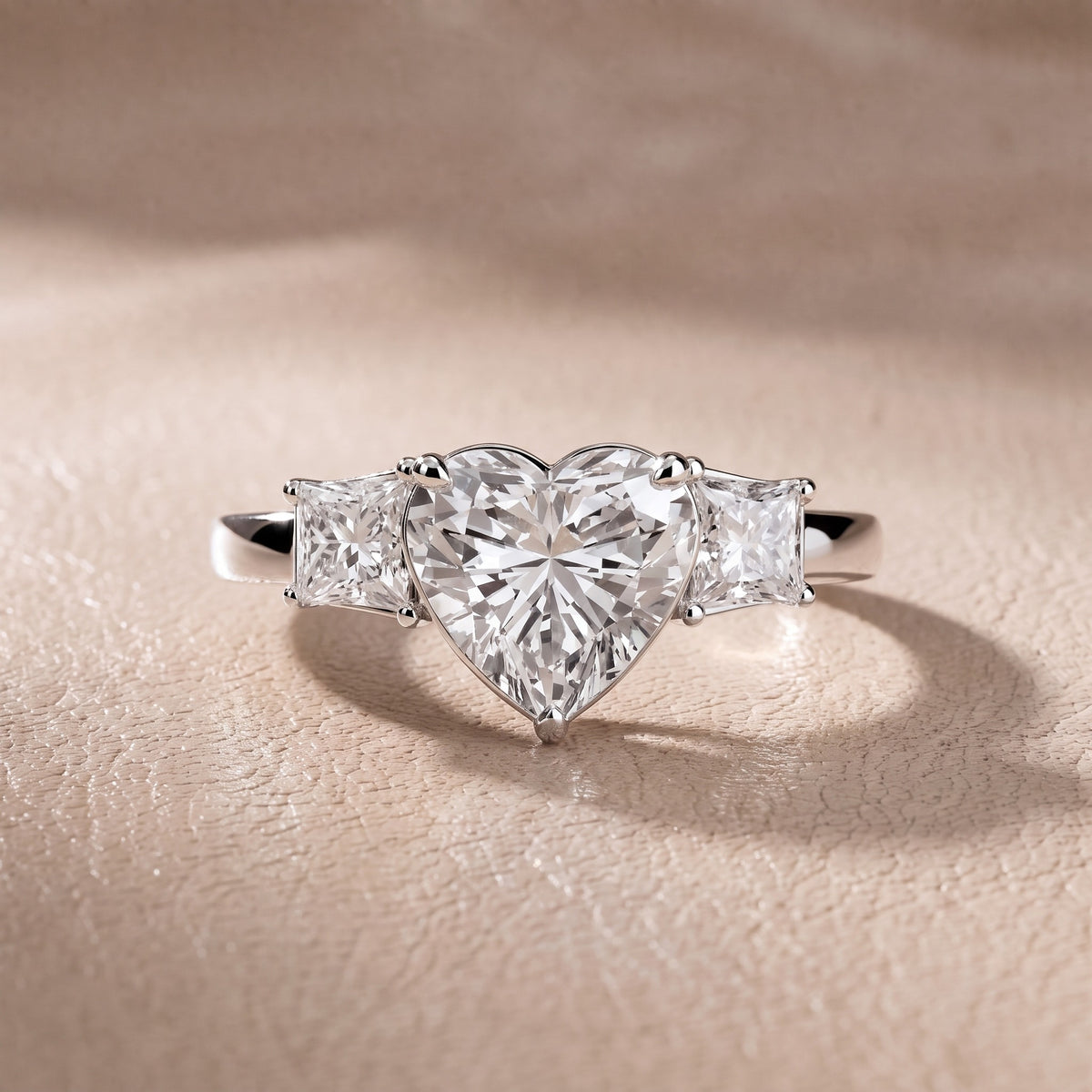Aria Three-Stone Basket Heart Diamond Engagement Ring in Silver - front.jpg
