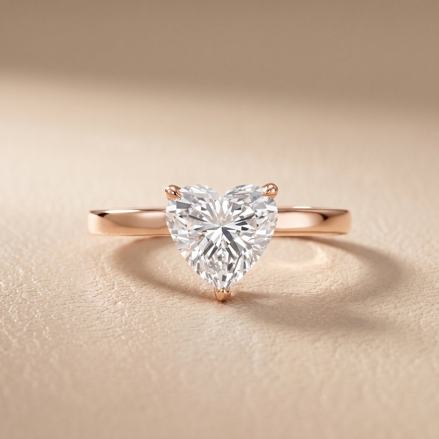 Kaia Solitaire Heart Diamond Ring in Rose Gold - front.jpg