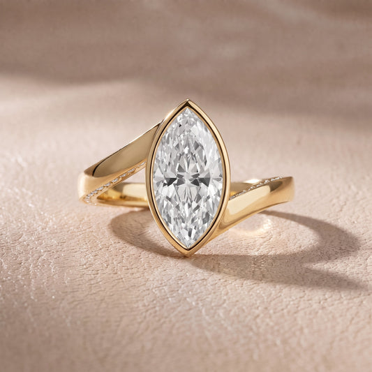 Marigold Bezel Bypass Marquise Diamond Engagement Ring in Yellow Gold - front.jpg