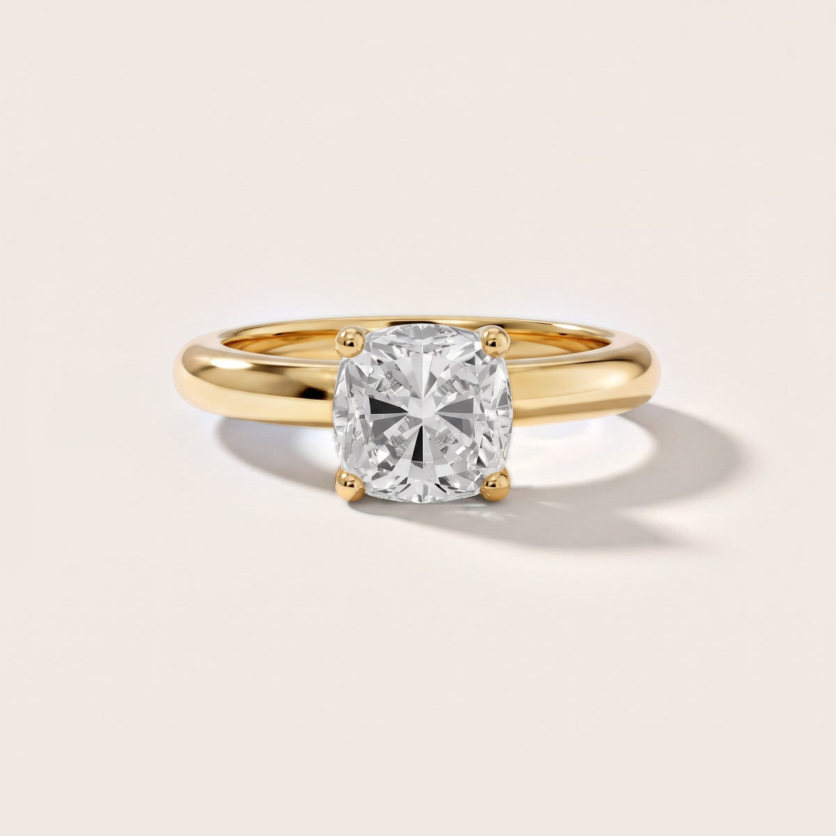 Clementine Solitaire Cushion Diamond Engagement Ring in Yellow Gold - front.jpg