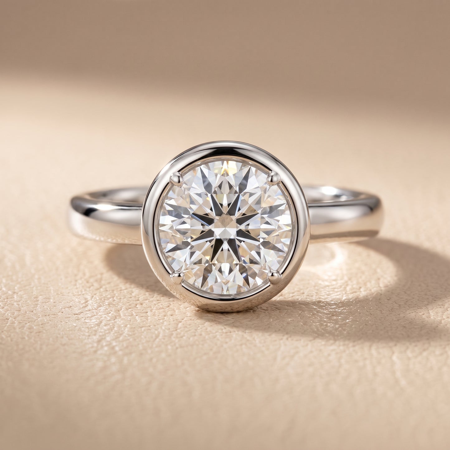 Alina Bezel Solitaire Round Diamond Ring in White Gold - front.jpg