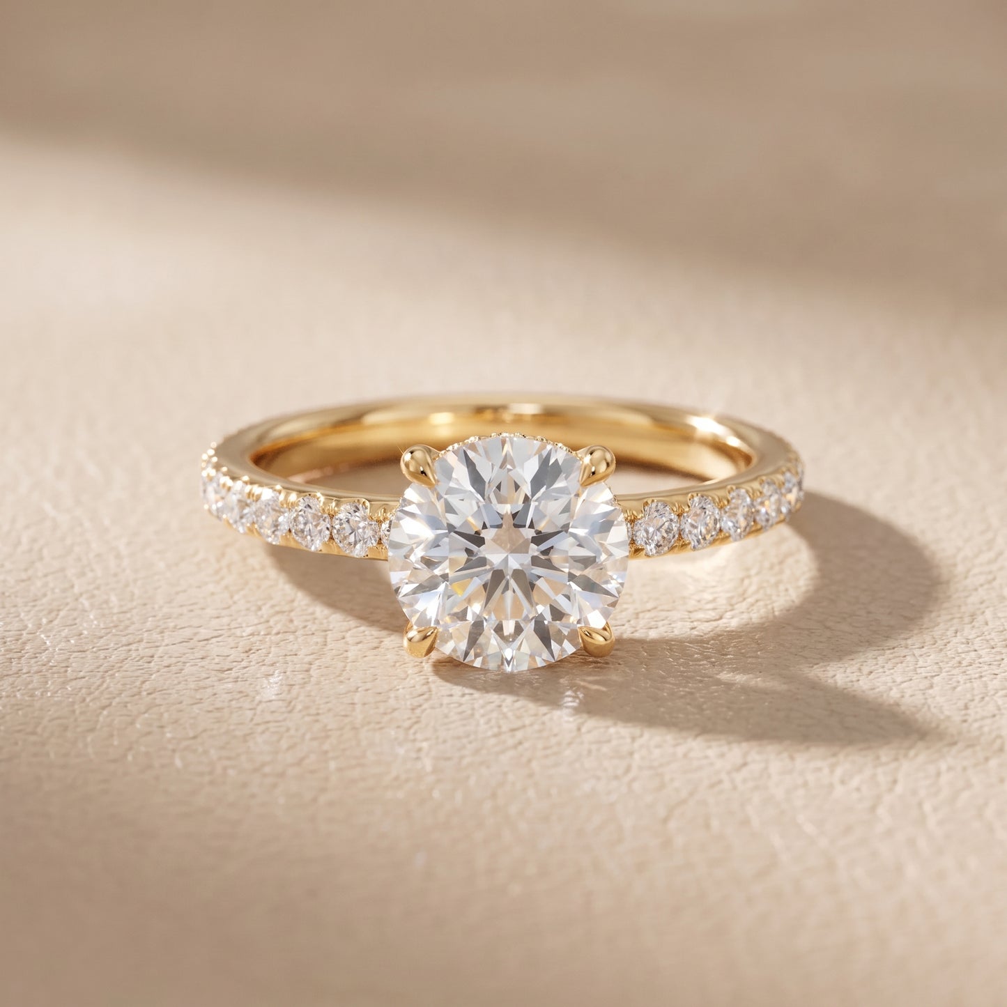 Thea Hidden Halo Pavé Round Diamond Engagement Ring in Yellow Gold - front.jpg