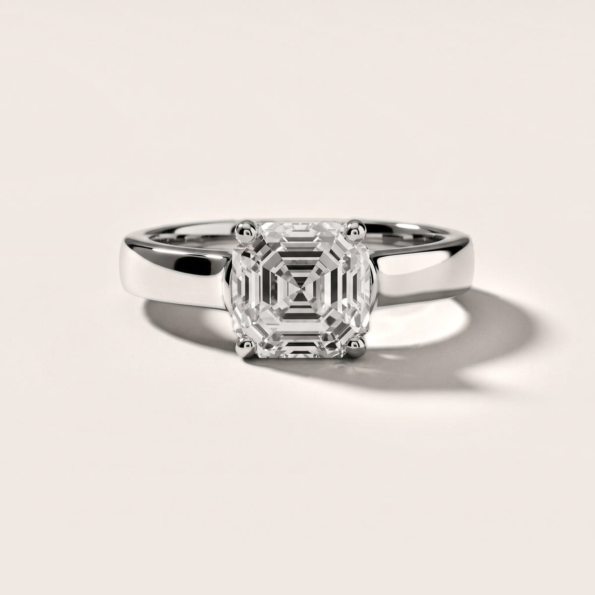 Heather Solitaire Cathedral Asscher Diamond Engagement Ring in Silver - front.jpg