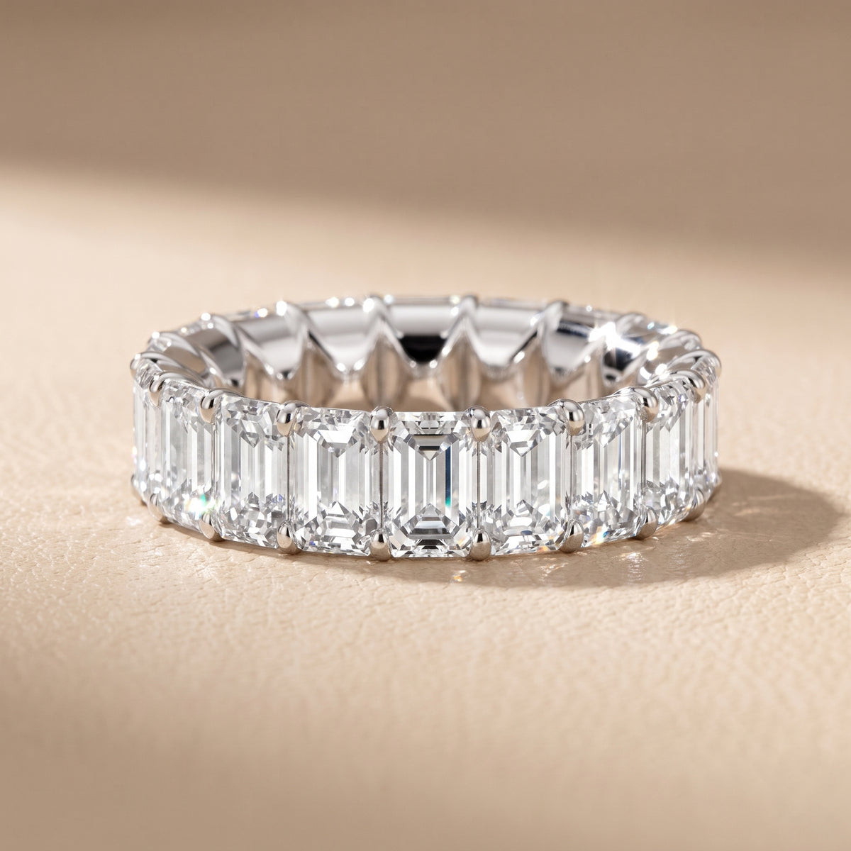 Zaya Shared Prong Emerald Diamond Eternity Band in White Gold - front.jpg