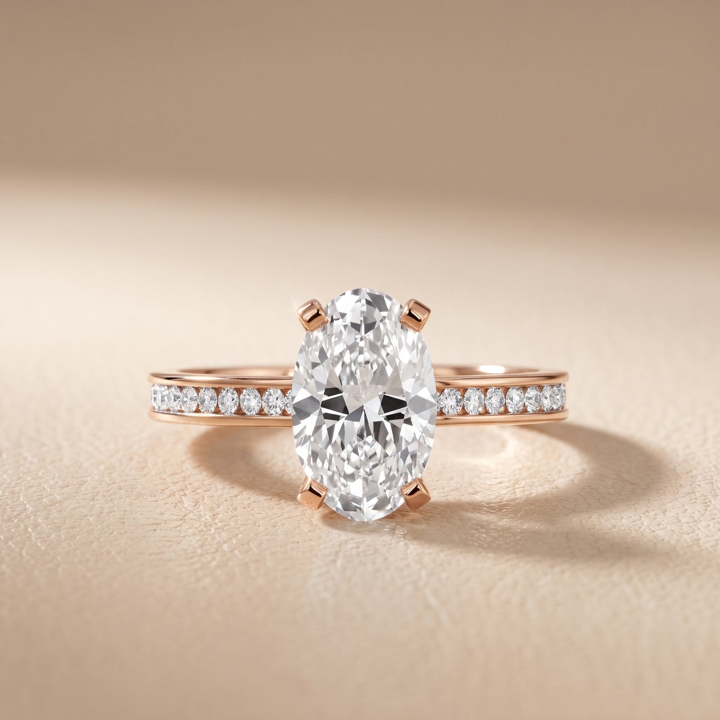 Tessa Solitaire Channel Set Oval Diamond Engagement Ring in Rose Gold - front.jpg