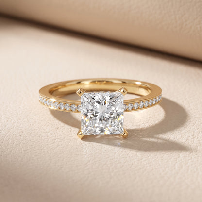 Naia Hidden Halo Princess Diamond Ring in Yellow Gold - front.jpg