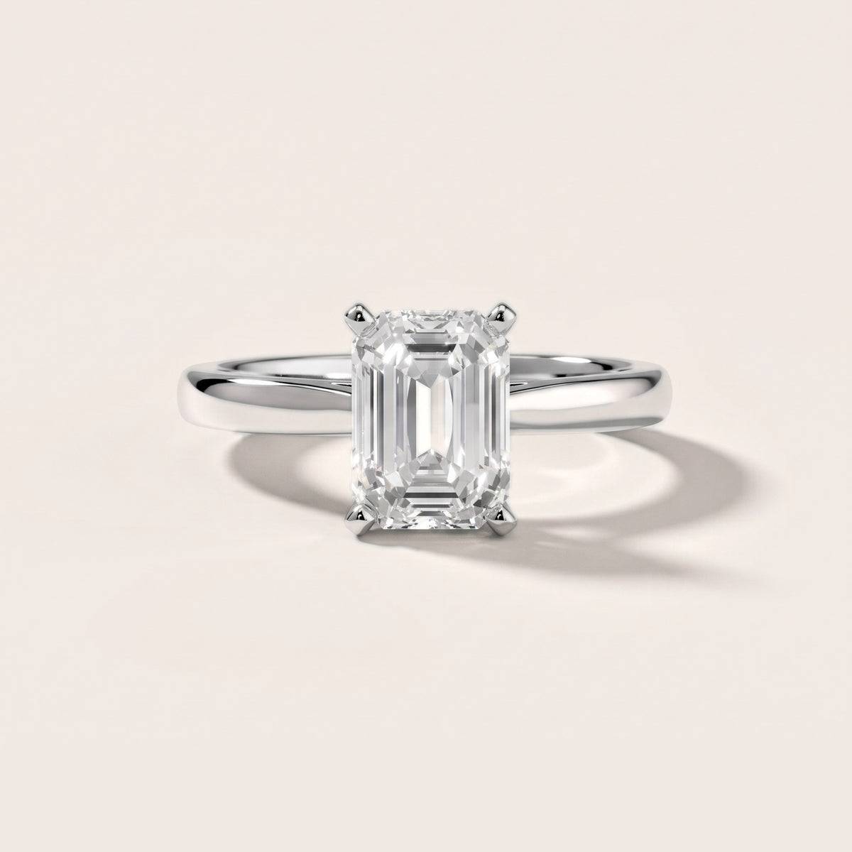 Enid Solitaire Cathedral Emerald Diamond Engagement Ring in Silver - front.jpg