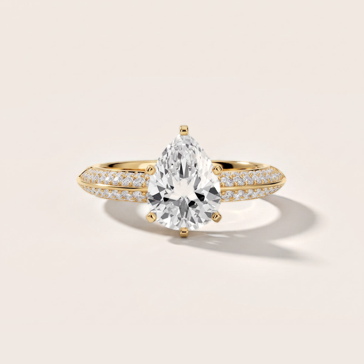 Lorna Knife Edge Pavé Pear Diamond Engagement Ring in Yellow Gold - front.jpg