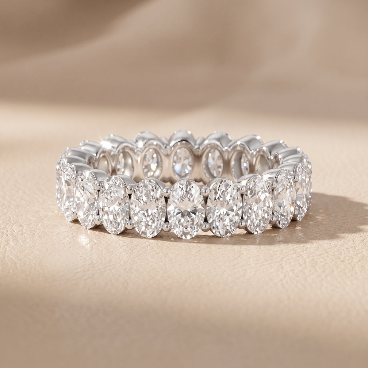 Marlowe Shared Prong Oval Diamond Eternity Band in Silver - front.jpg