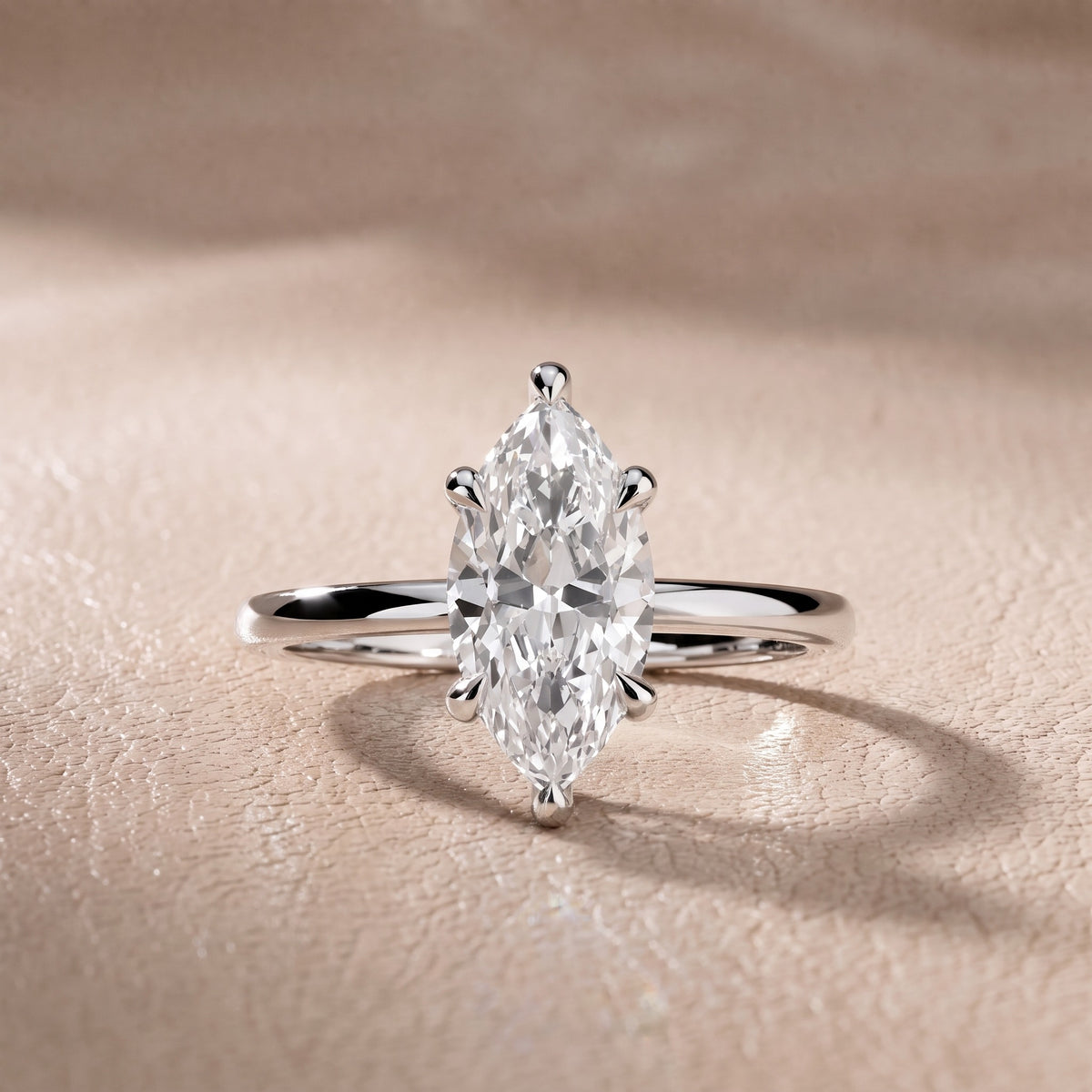 Nella Petite Solitaire Marquise Diamond Engagement Ring in Platinum - front.jpg