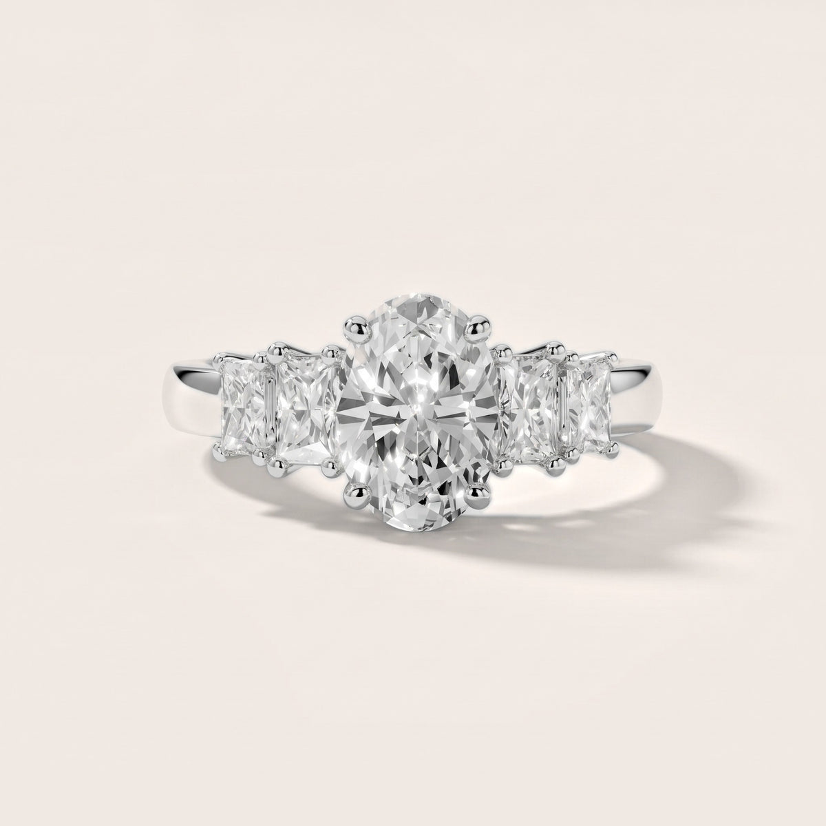 Desiree Graduated Five-Stone Oval Diamond Engagement Ring in Silver - front.jpg