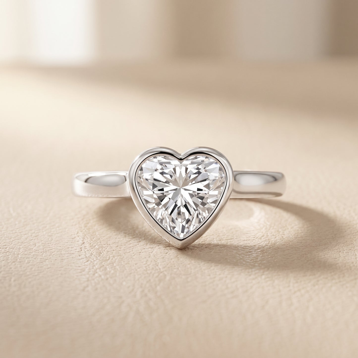 Jolie Bezel Solitaire Heart Diamond Engagement Ring in White Gold - front.jpg