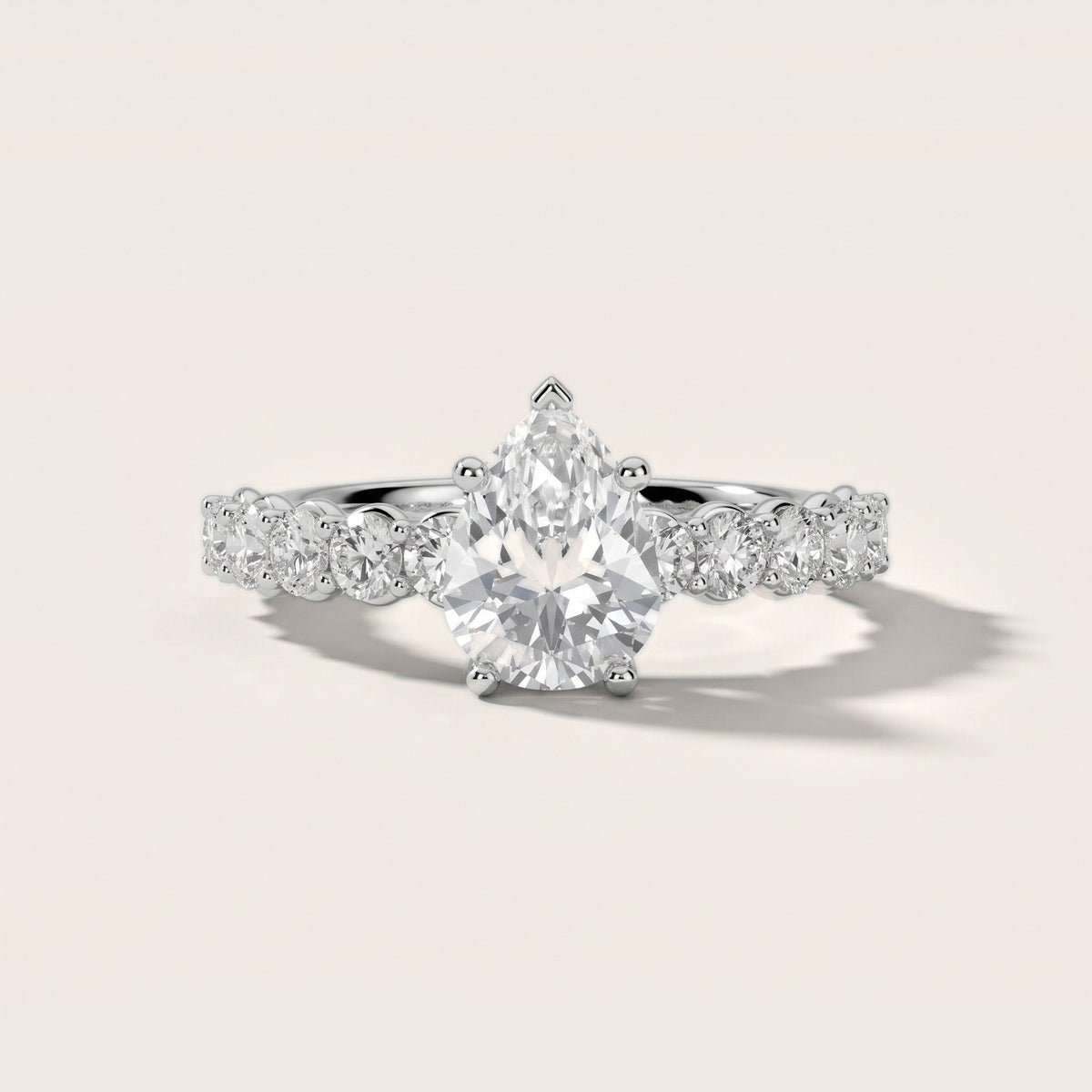 Sterling Statement Pavé Pear Diamond Engagement Ring in Silver - front.jpg