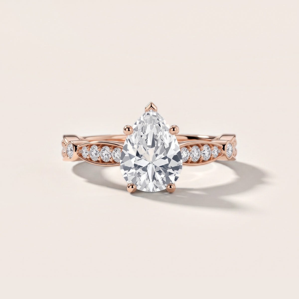 Winter Scalloped Pavé Pear Diamond Engagement Ring in Rose Gold - front.jpg