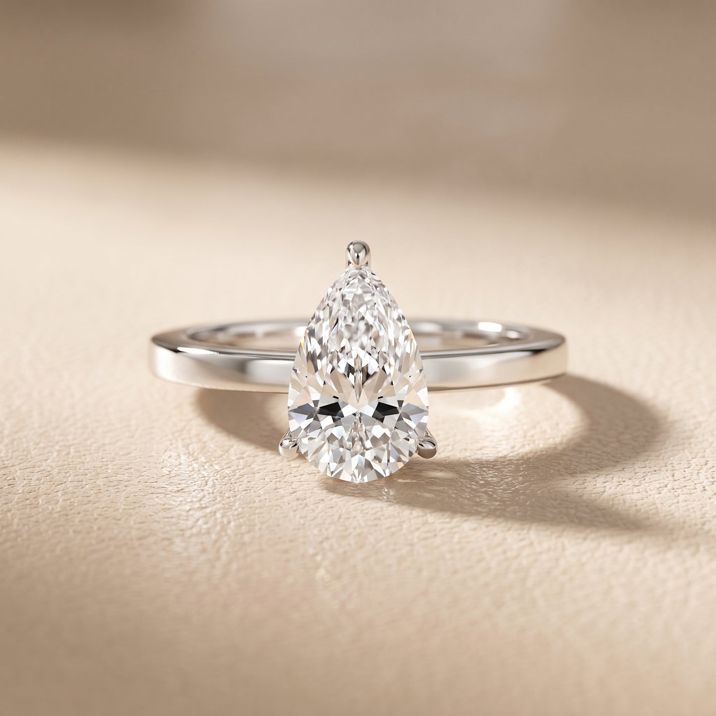 Kaia Solitaire Pear Diamond Ring in Silver - front.jpg