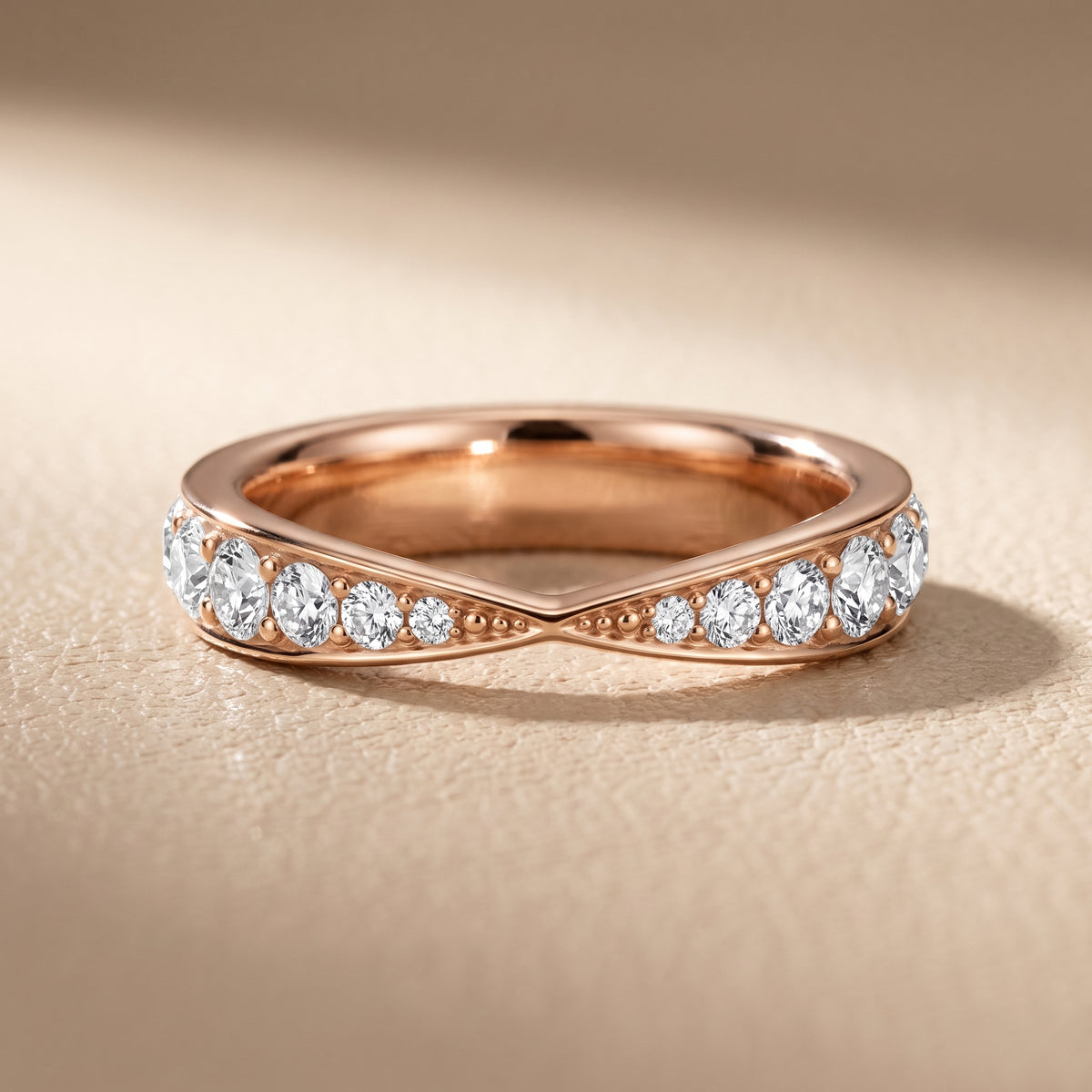 Julia Tapered Riviera Round Diamond Eternity Band in Rose Gold - front.jpg