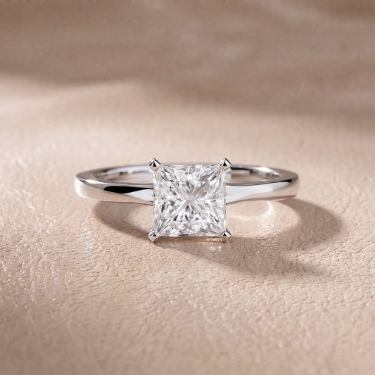 Matilda Cathedral Solitaire Princess Diamond Engagement Ring in White Gold - front.jpg