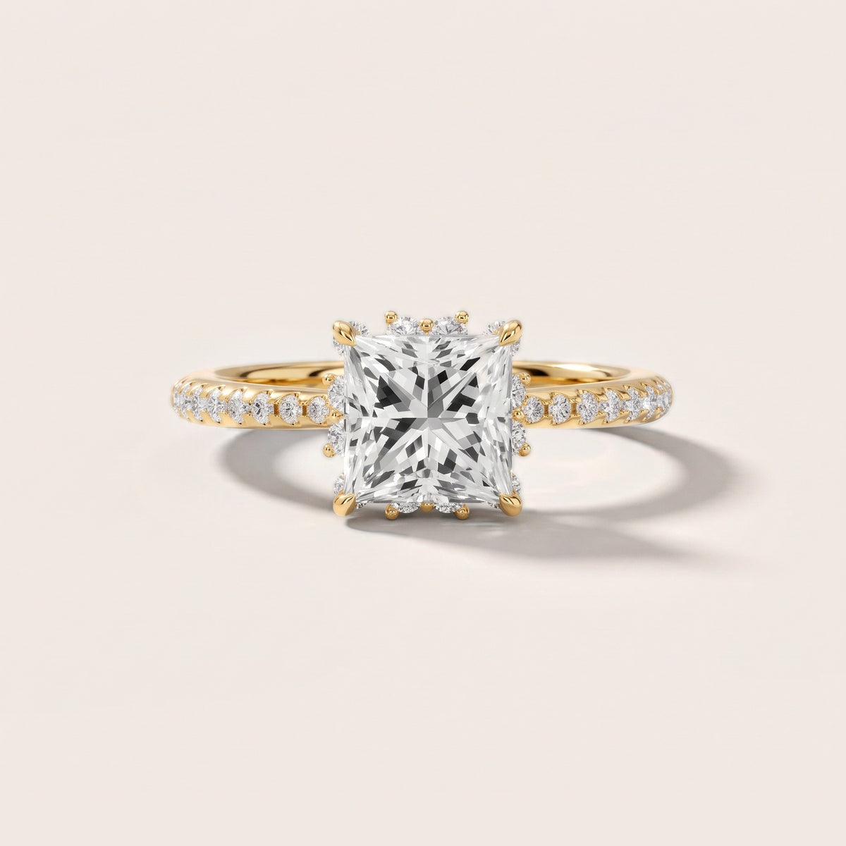 Leonie Starburst Halo Princess Diamond Engagement Ring in Yellow Gold - front.jpg