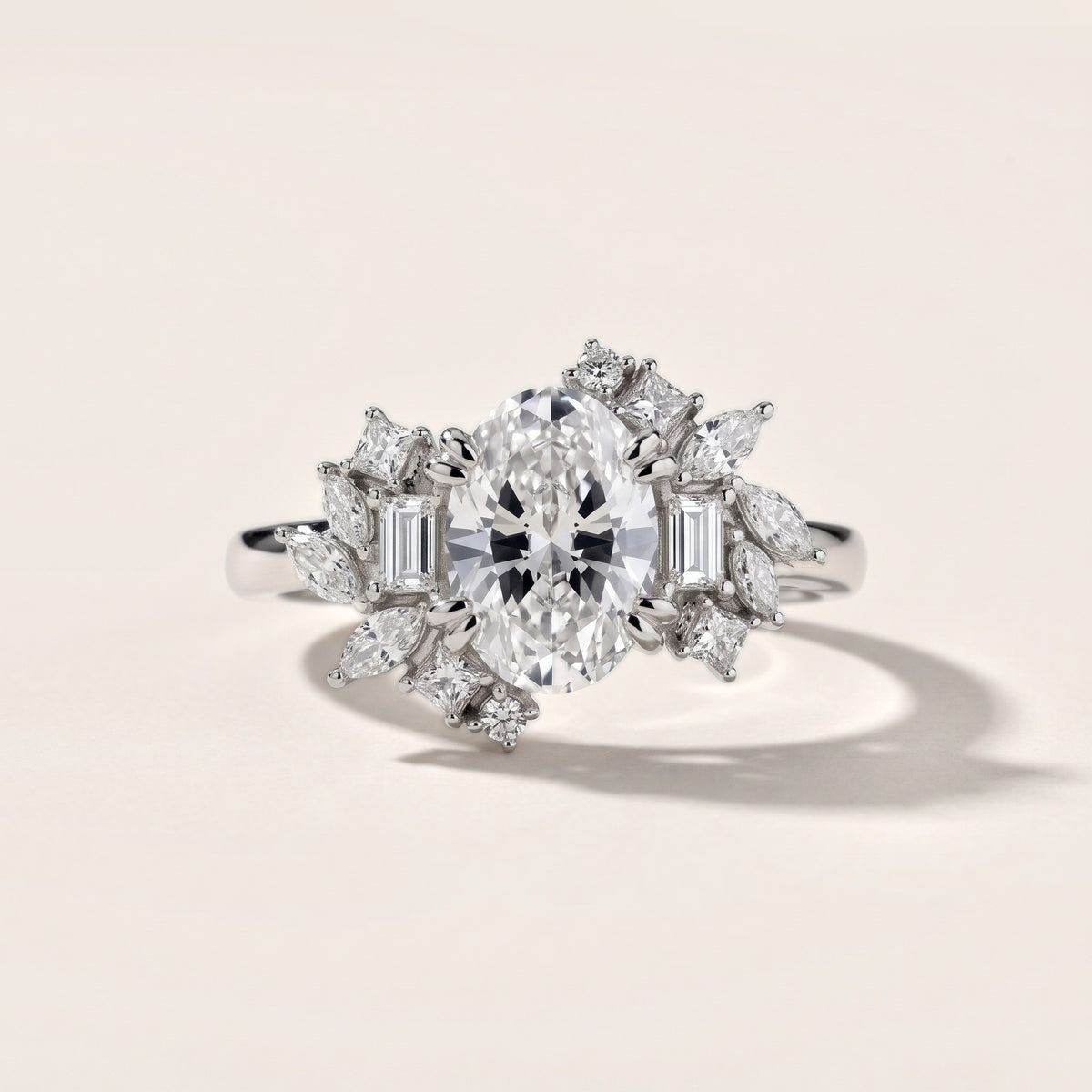 Eliana Starburst Cluster Oval Diamond Engagement Ring in Silver - front.jpg