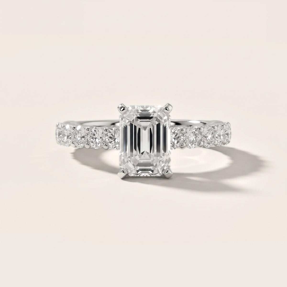 Heloise Statement Pavé Emerald Diamond Engagement Ring in White Gold - front.jpg