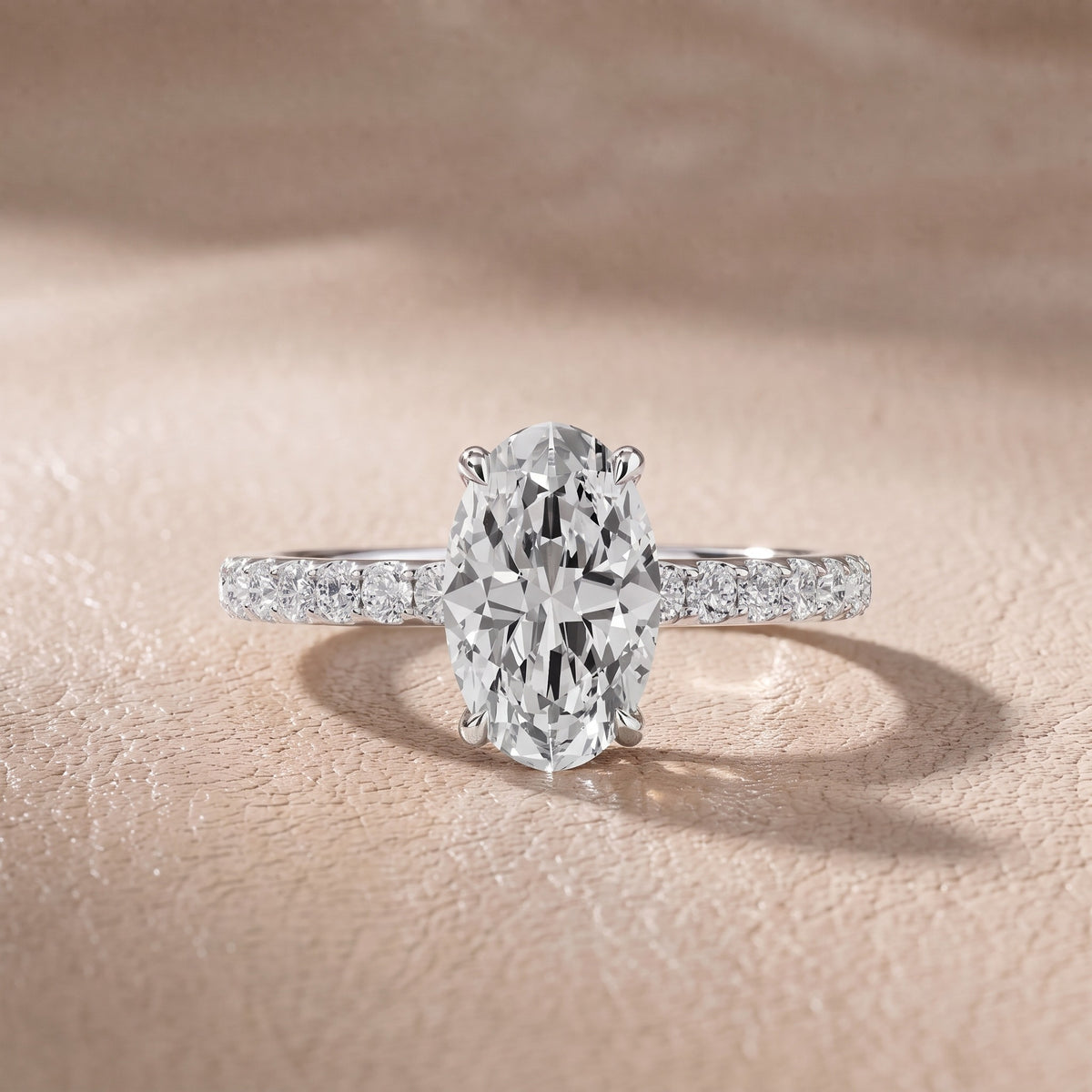 Thea Hidden Halo Pavé Oval Diamond Engagement Ring in Silver - front.jpg