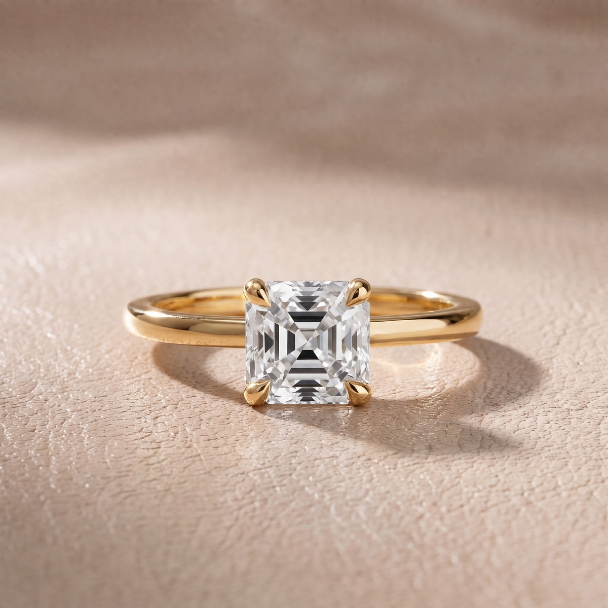 Nella Petite Solitaire Asscher Diamond Engagement Ring in Yellow Gold - front.jpg