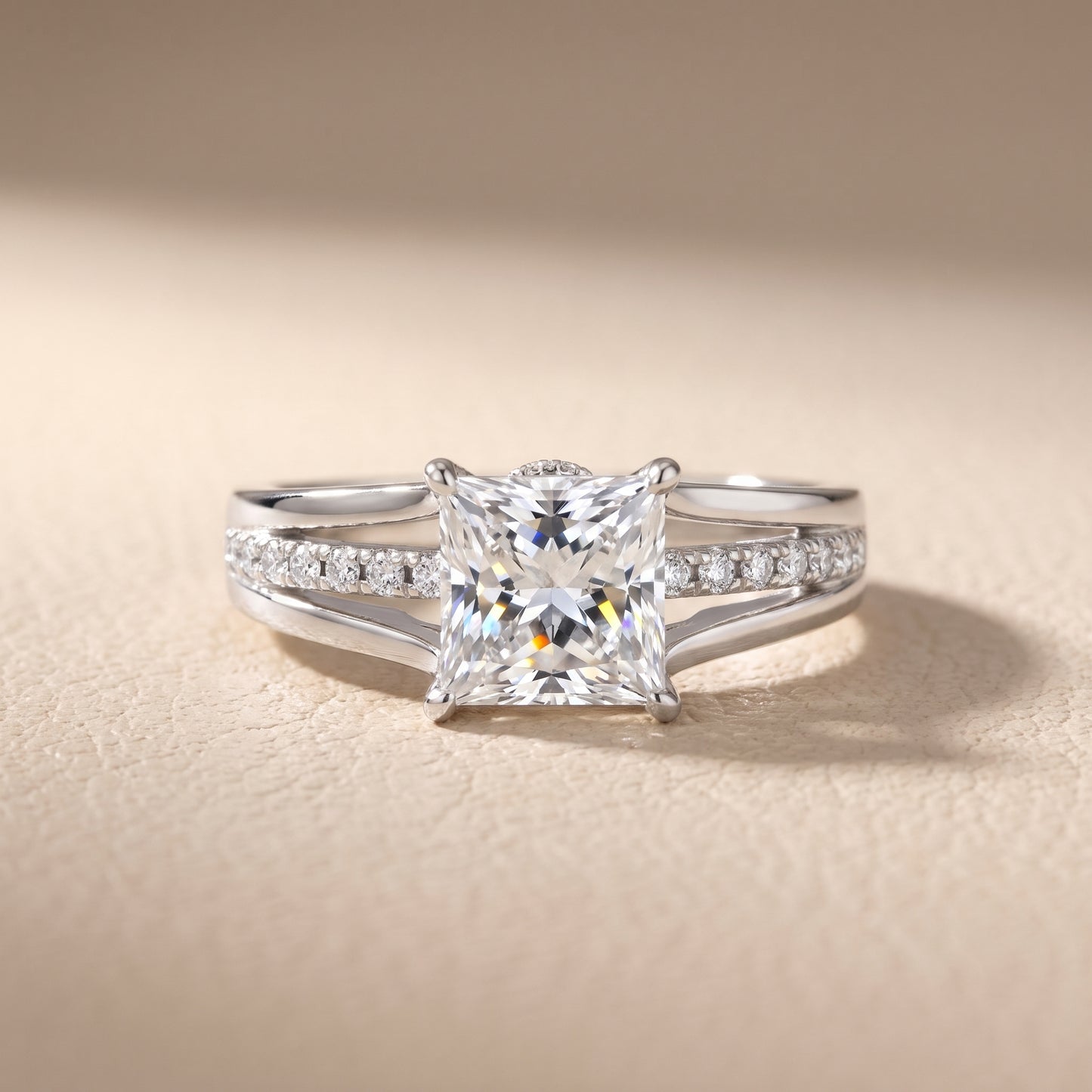 Scarlett Split Shank Pavé Princess Diamond Ring in Platinum - front.jpg
