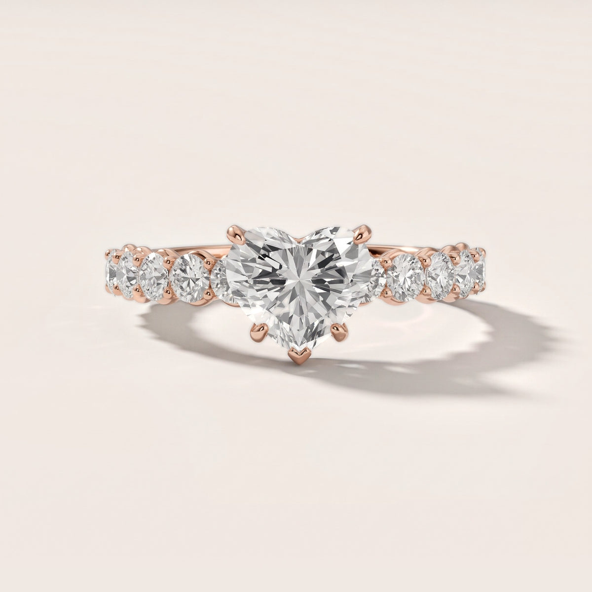 Sterling Statement Pavé Heart Diamond Engagement Ring in Rose Gold - front.jpg