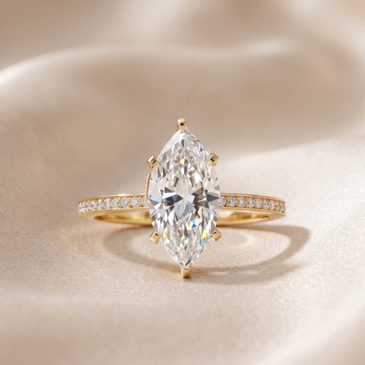 Naia Hidden Halo Marquise Diamond Ring in Yellow Gold - front.jpg