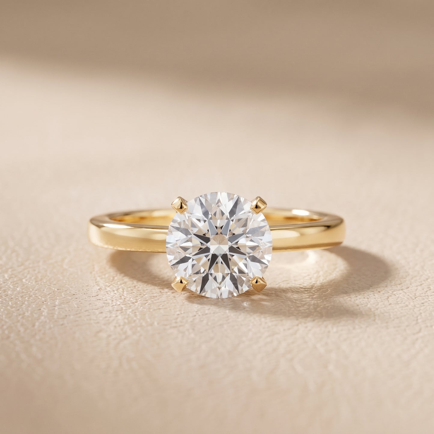 Liana Solitaire Claw Prong Round Diamond Engagement Ring in Yellow Gold - front.jpg