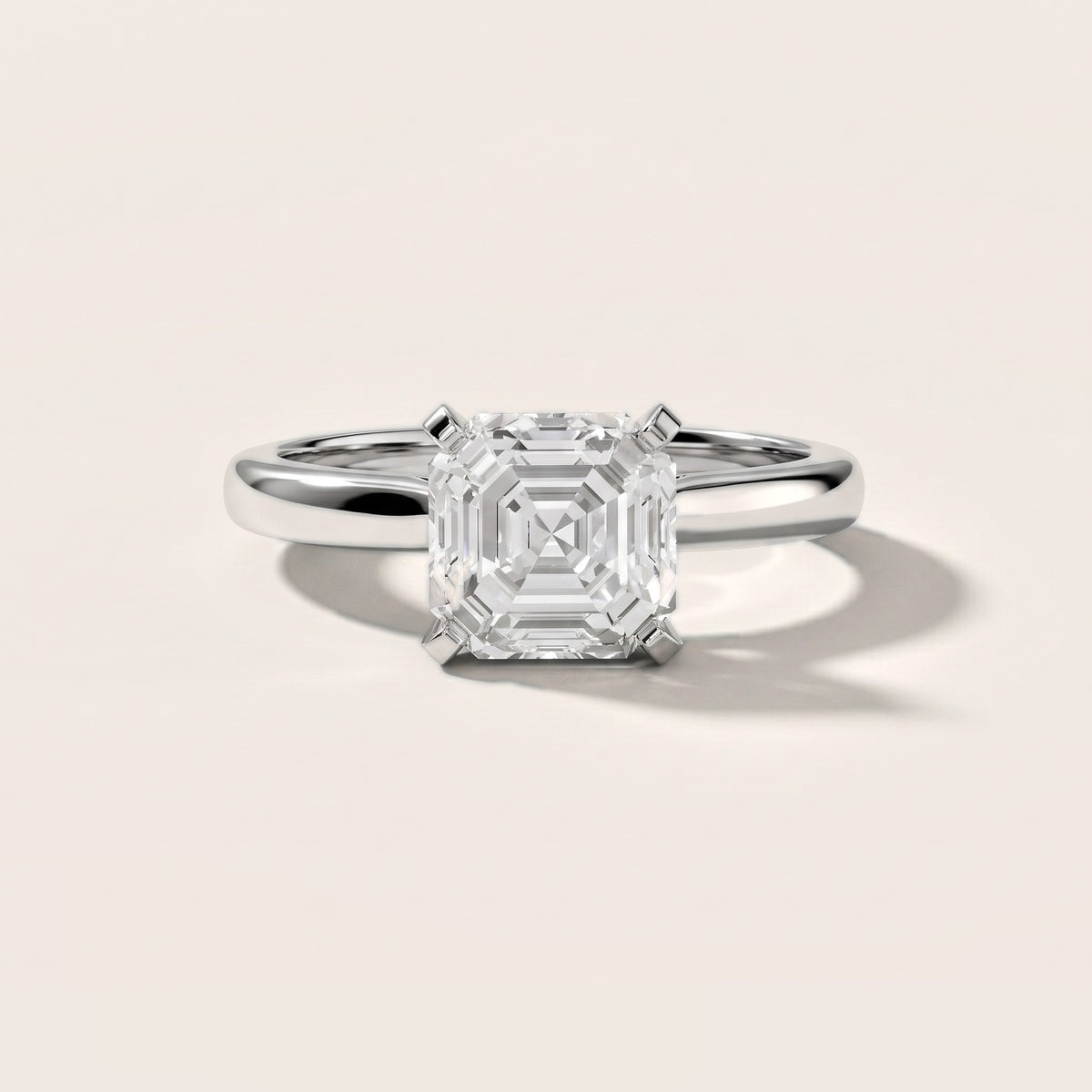 Tamsin Solitaire Knife Edge Asscher Diamond Engagement Ring in Silver - front.jpg