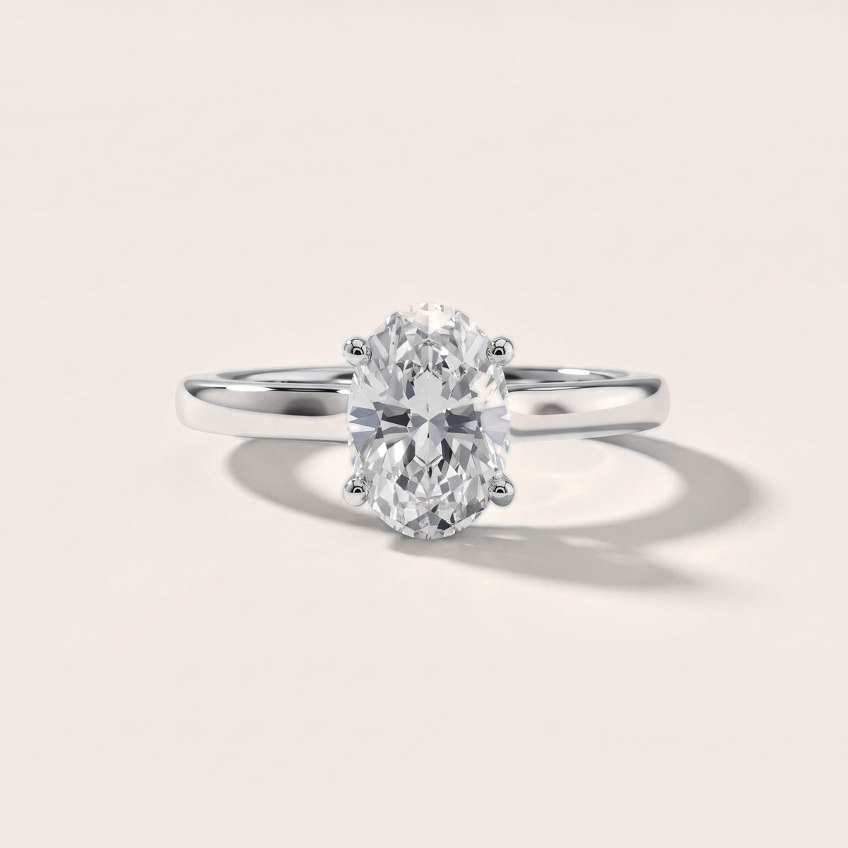 Emeline Solitaire Cathedral Oval Diamond Engagement Ring in Silver - front.jpg