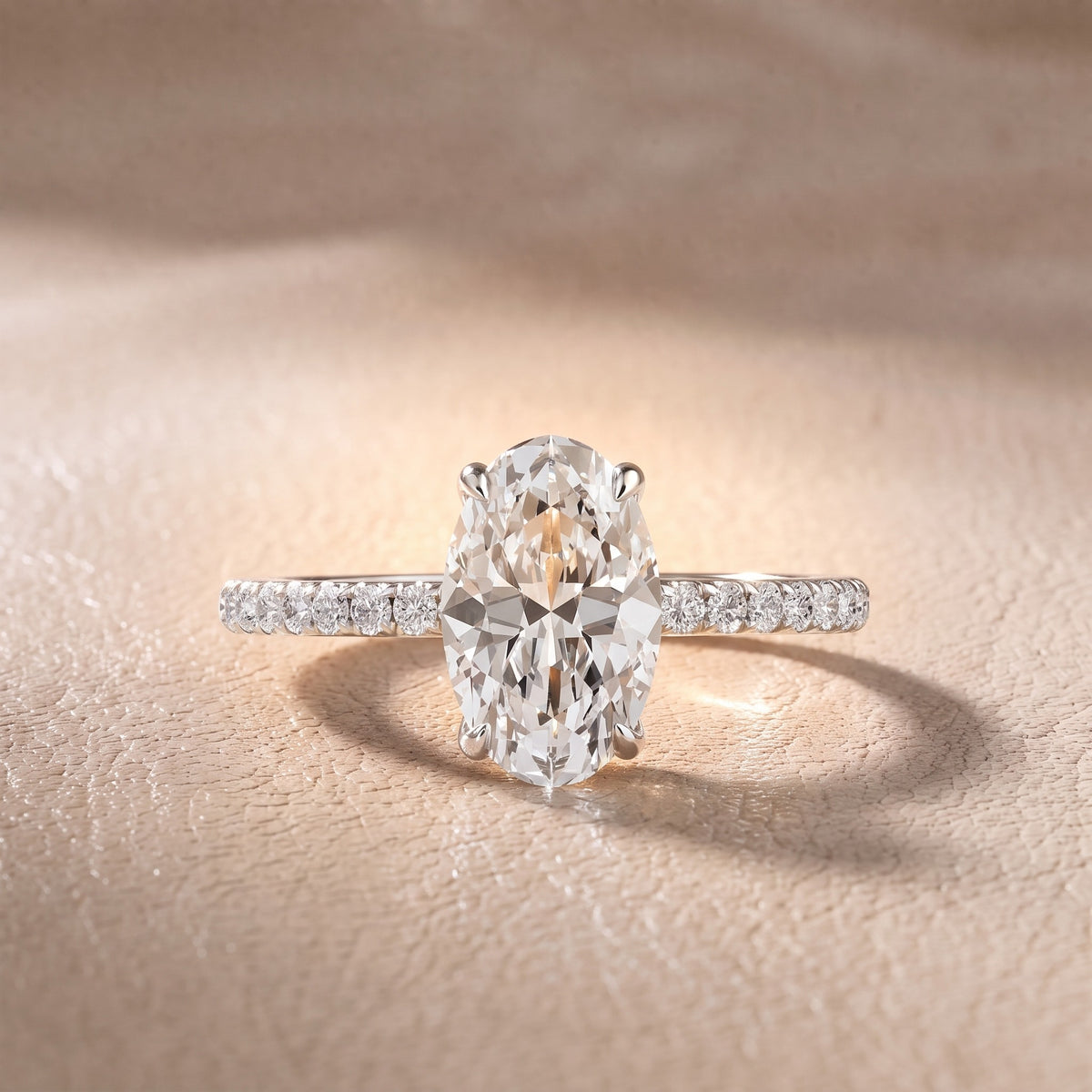 Olivia Solitaire Pavé Oval Diamond Engagement Ring in Silver - front.jpg