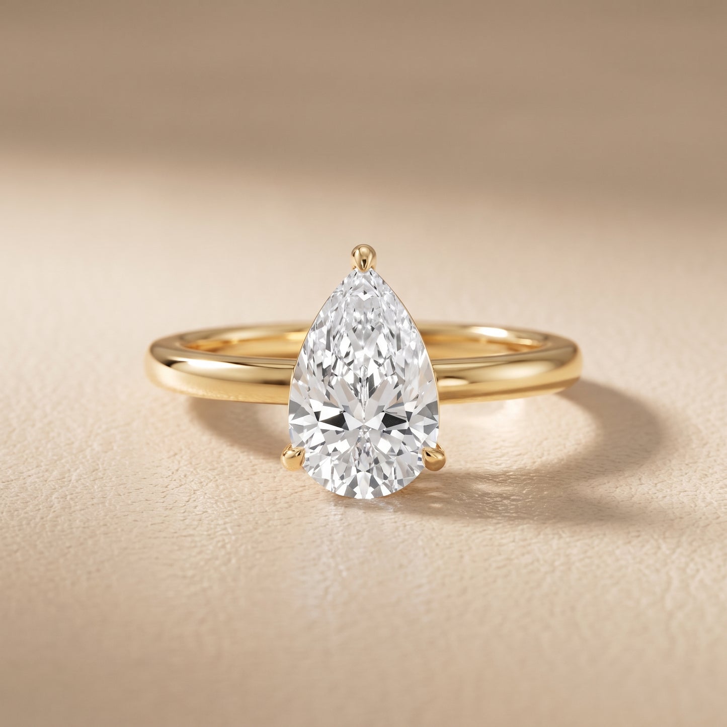 Sadie Cathedral Solitaire Pear Diamond Ring in Yellow Gold - front.jpg