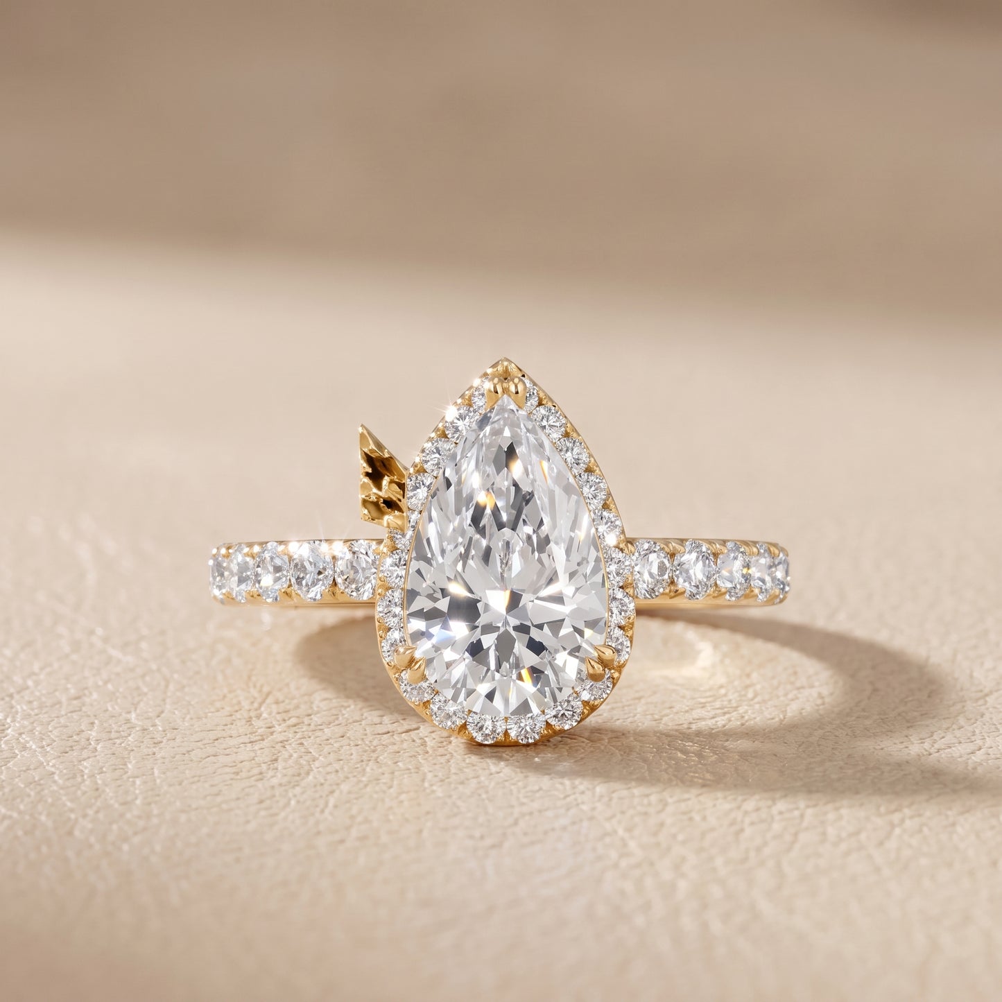 Chloe Halo Pavé Pear Diamond Ring in Yellow Gold - front.jpg