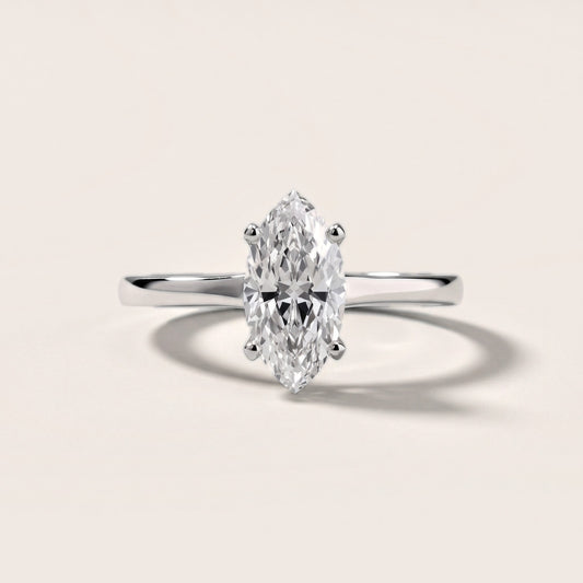 Matilda Cathedral Solitaire Marquise Diamond Engagement Ring in White Gold