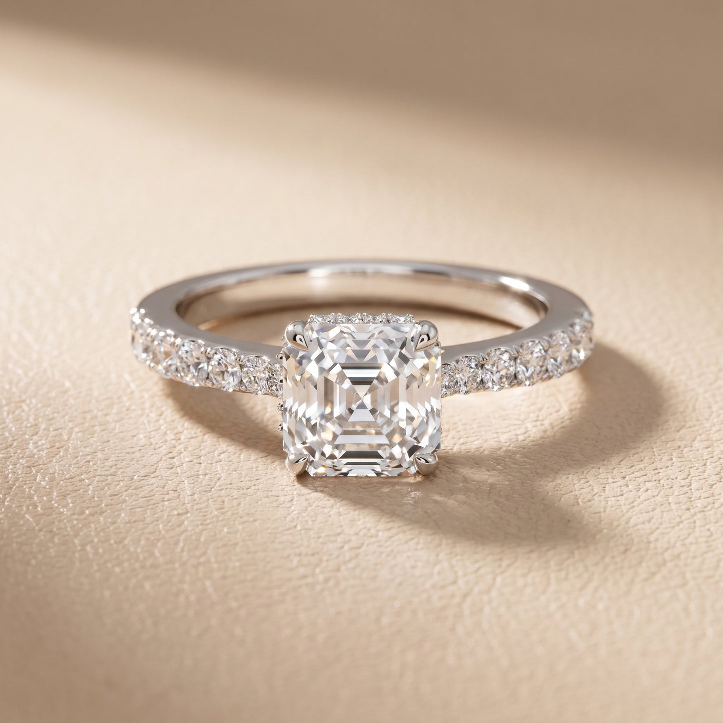 Gia Hidden Halo Pavé Asscher Diamond Ring in Platinum - front.jpg