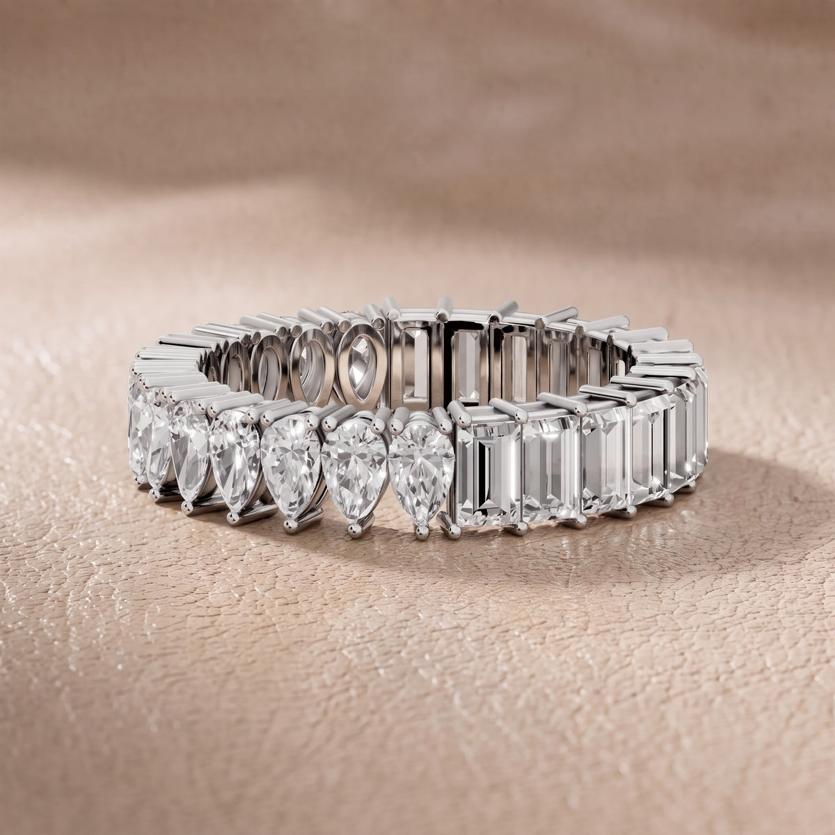 Harriet Shared Prong Pear & Baguette Diamond Eternity Band in White Gold - front.jpg