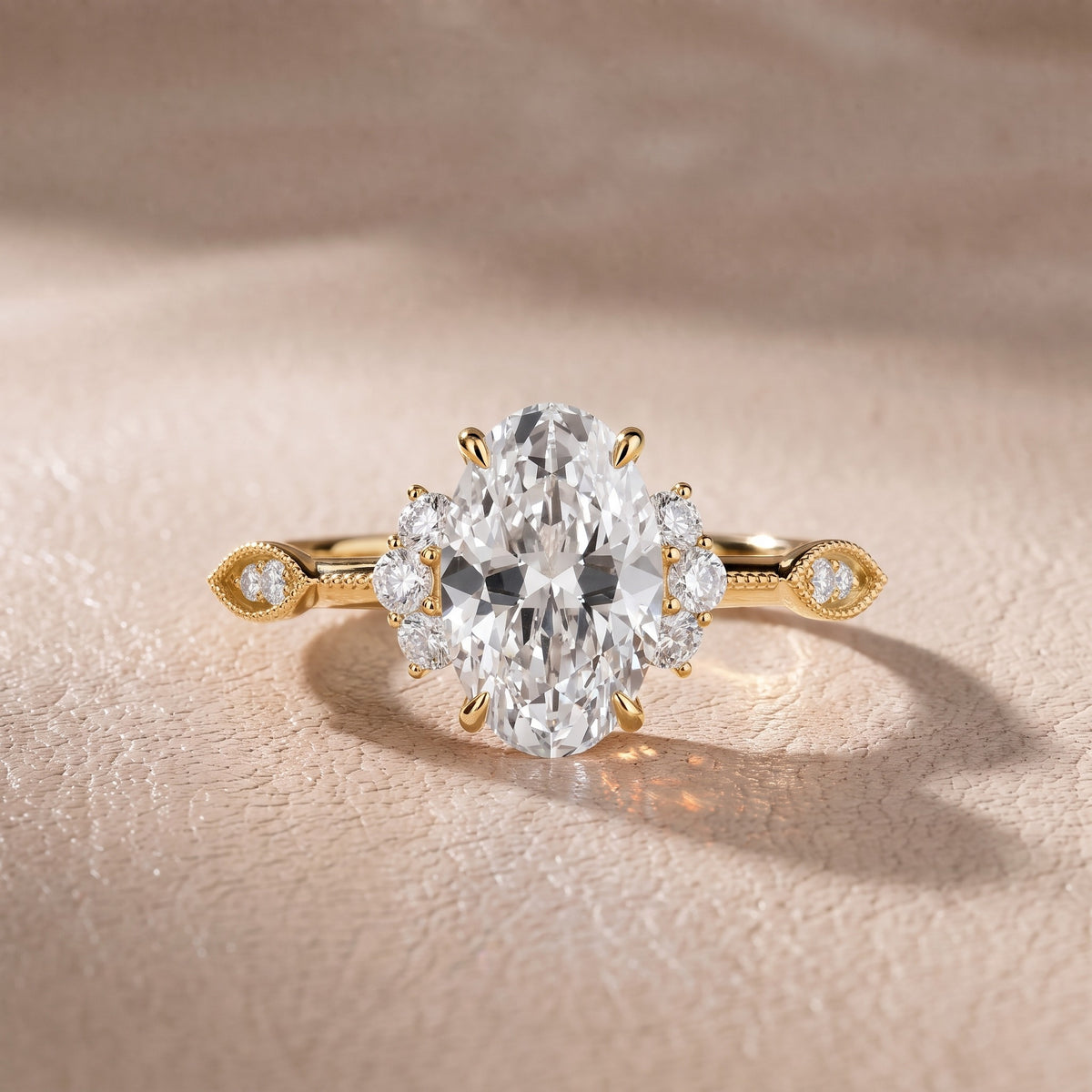 Naomi Vintage Milgrain Oval Diamond Engagement Ring in Yellow Gold - front.jpg