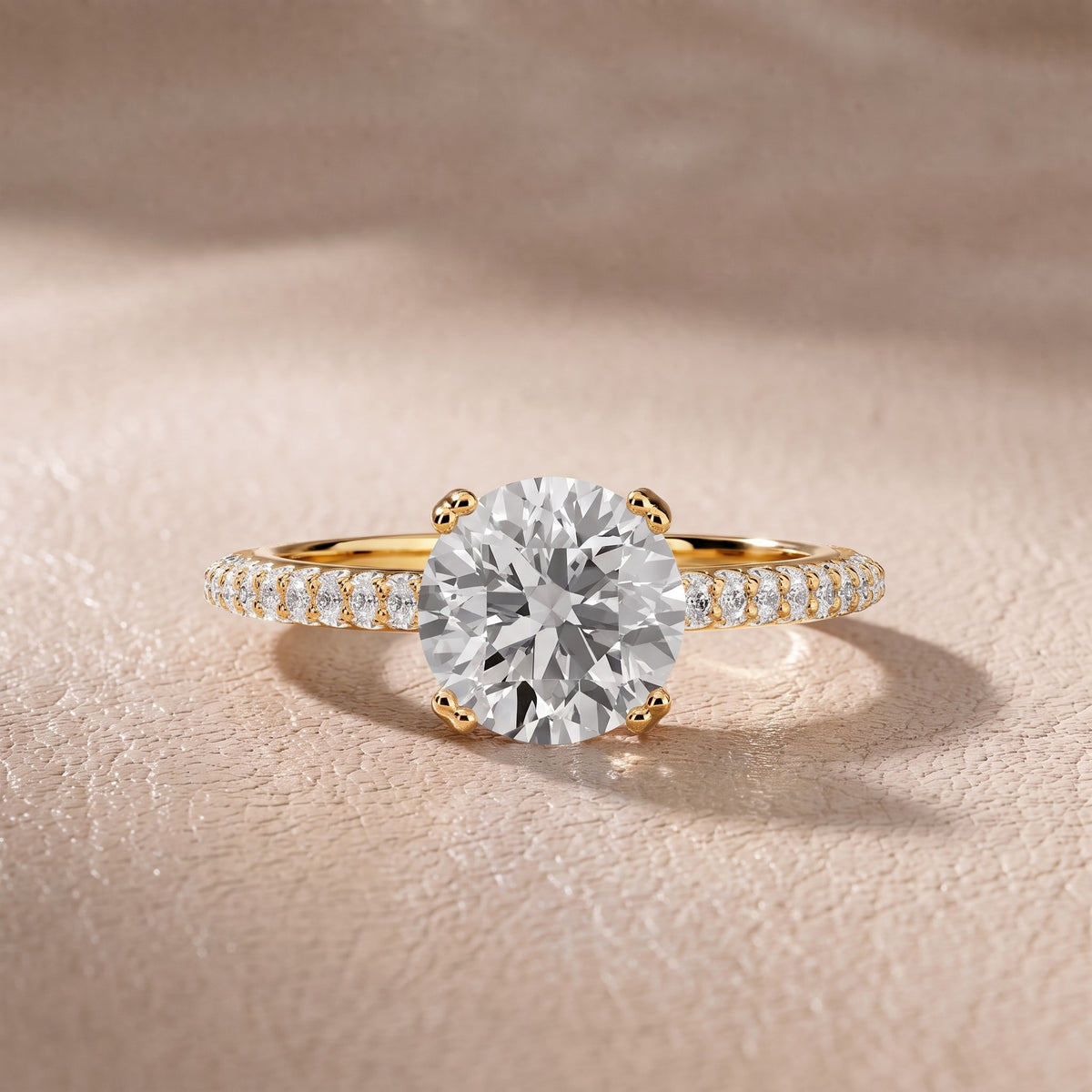 Celeste Hidden Halo Pavé Round Diamond Engagement Ring in Yellow Gold - front.jpg