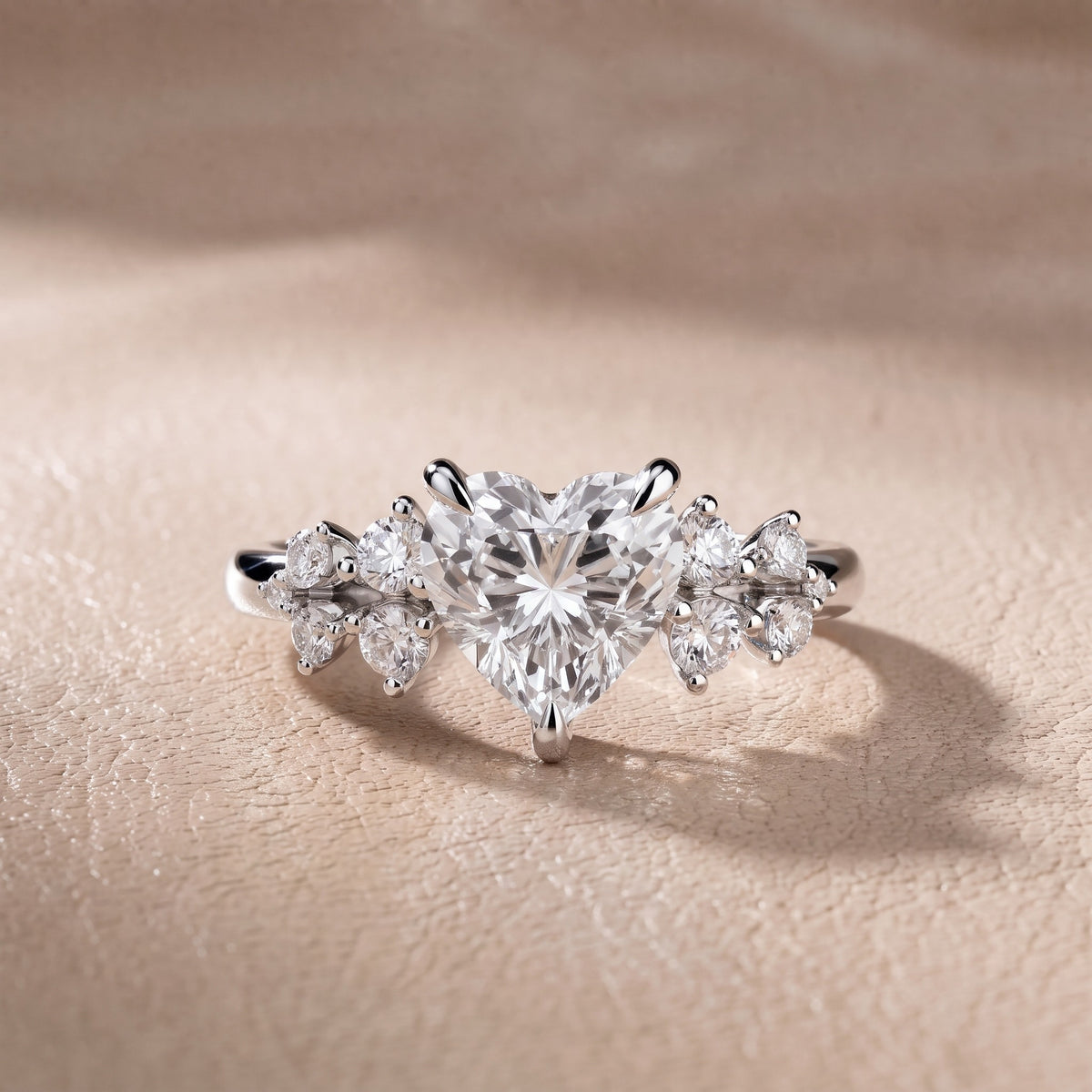 Mirabelle Cluster Heart Diamond Engagement Ring in Platinum - front.jpg