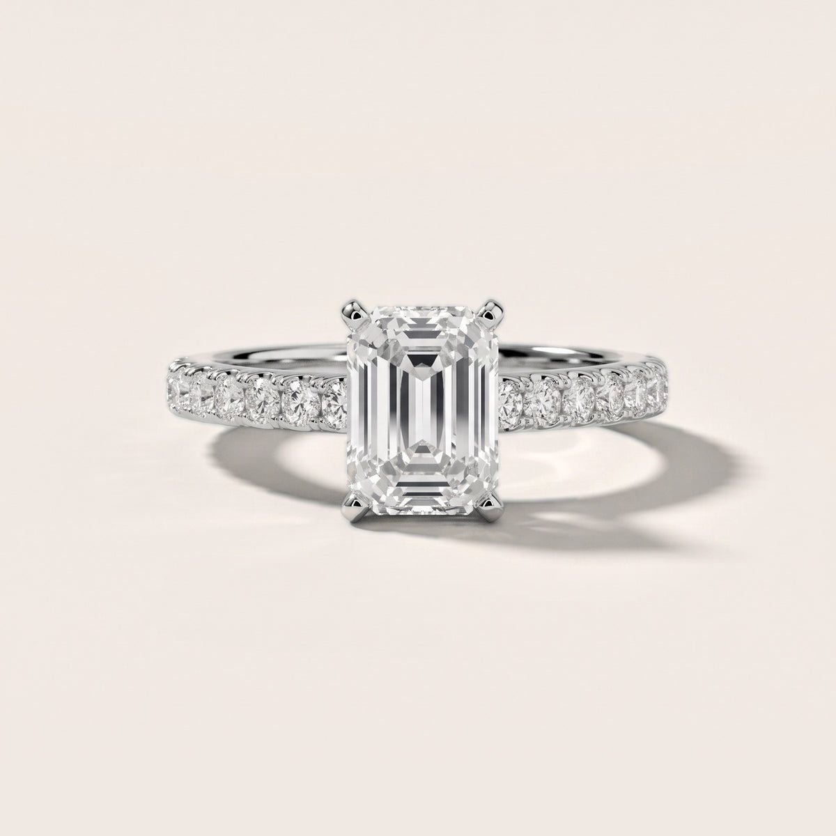 Keira Statement Pavé Emerald Diamond Engagement Ring in Silver - front.jpg