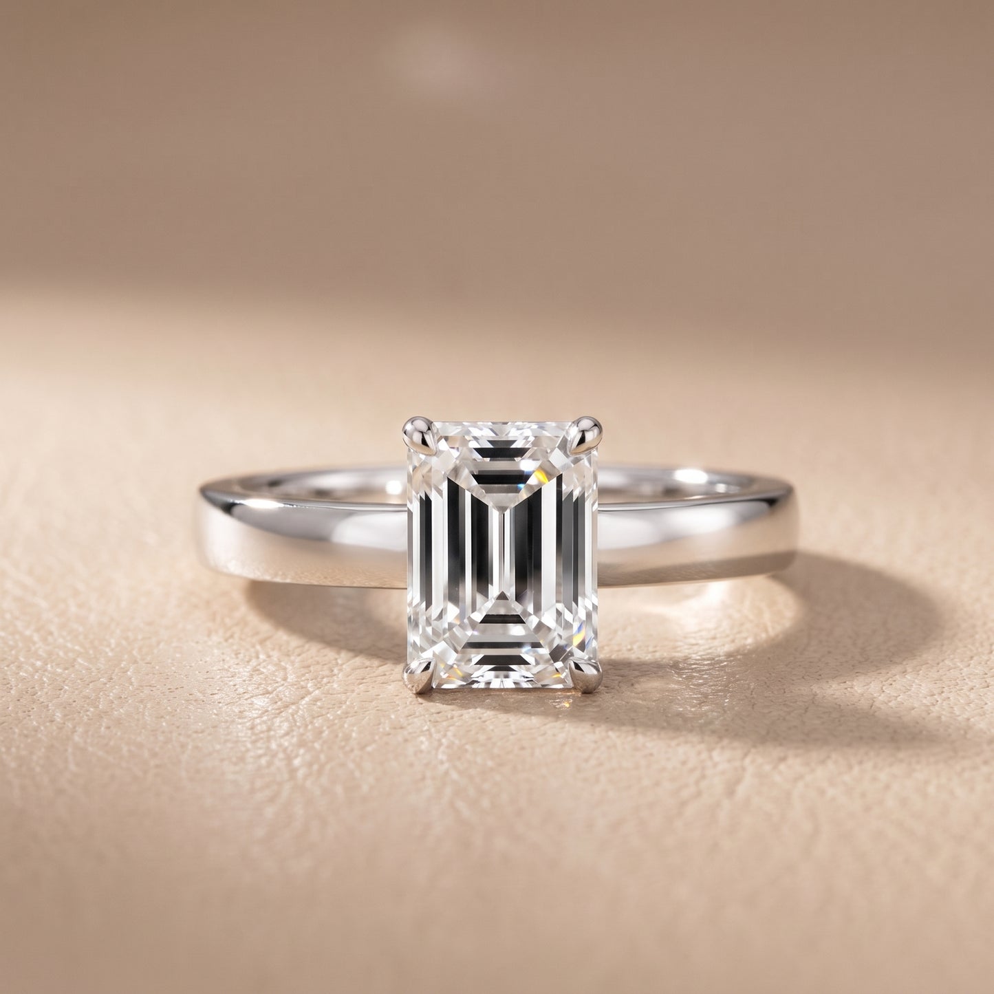 Lara Hidden Halo Emerald Diamond Engagement Ring in White Gold - front.jpg