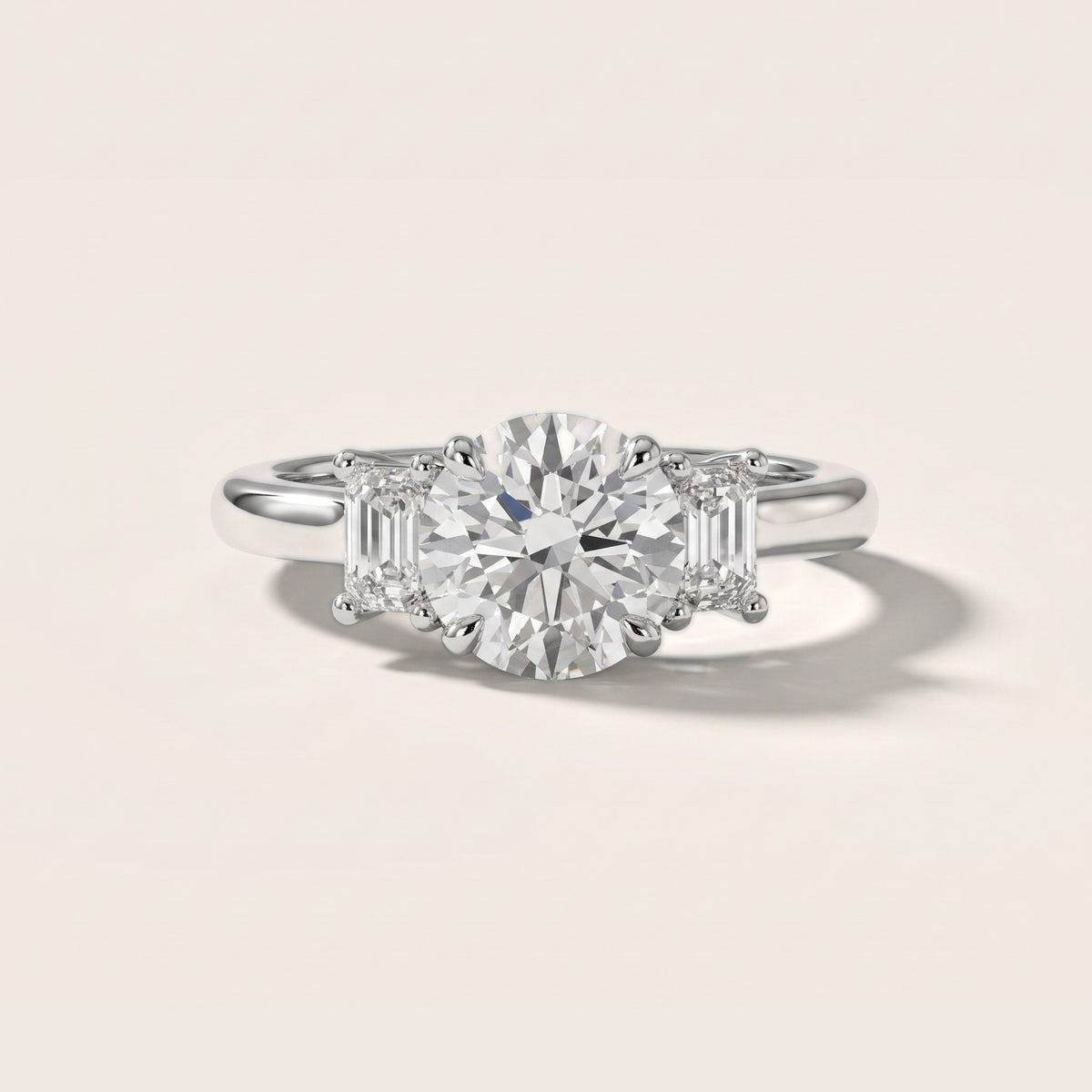 Babette Deco Three-Stone Round Diamond Engagement Ring in Silver - front.jpg