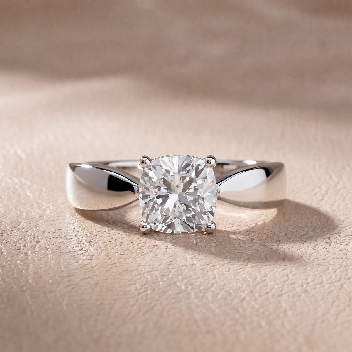 Talia Solitaire Twist Cushion Diamond Engagement Ring in Platinum - front.jpg